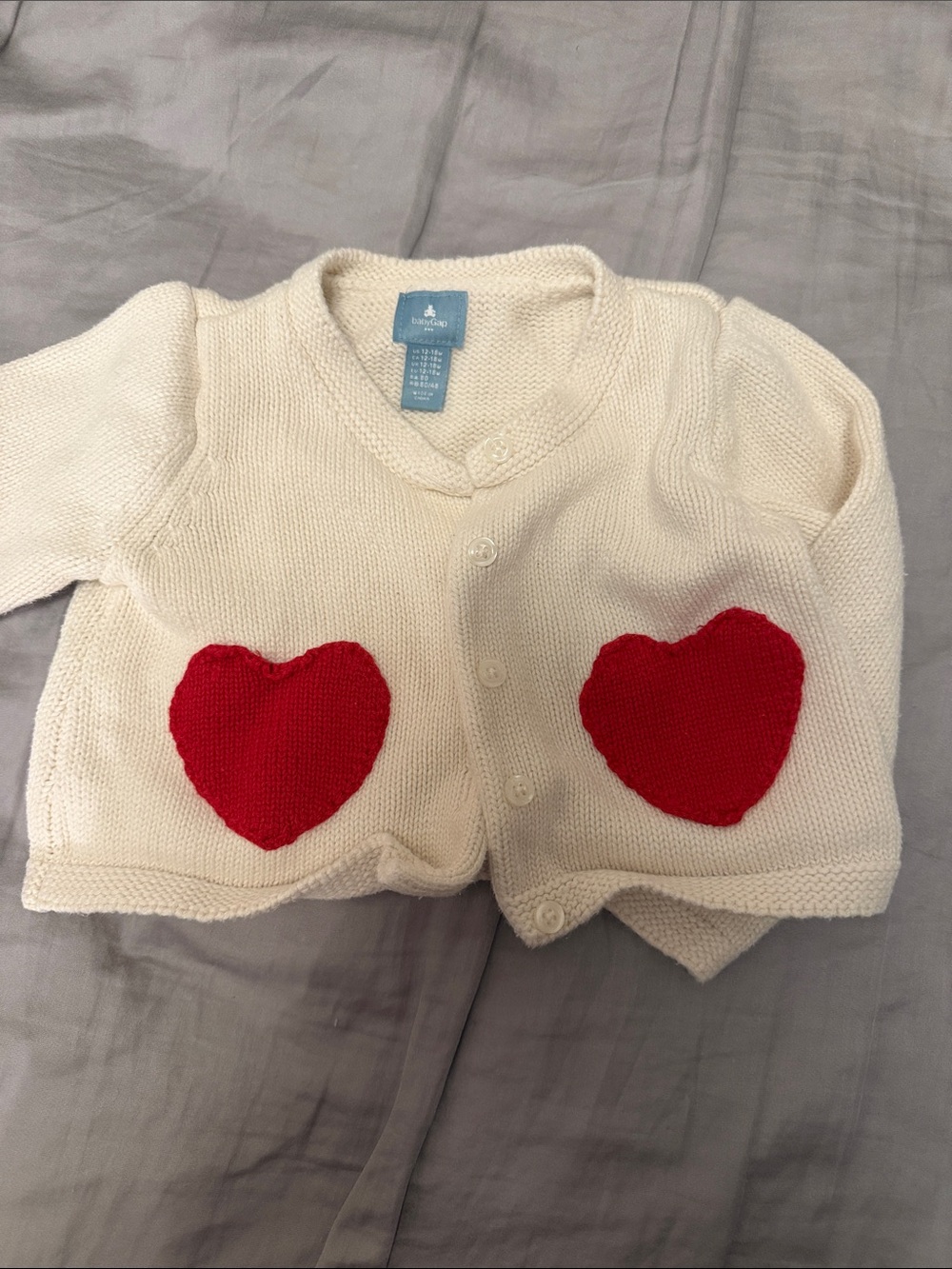GAP Baby Knit Cardigan Sweater with Heart pockets